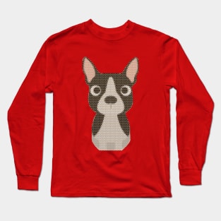 Boston Terrier Ugly Christmas Sweater Design Long Sleeve T-Shirt